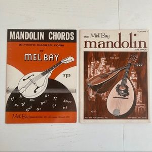 Bundle of 2 Vintage MEL BAY Mandolin Books Chords Method Song 1963 1968 GREAT